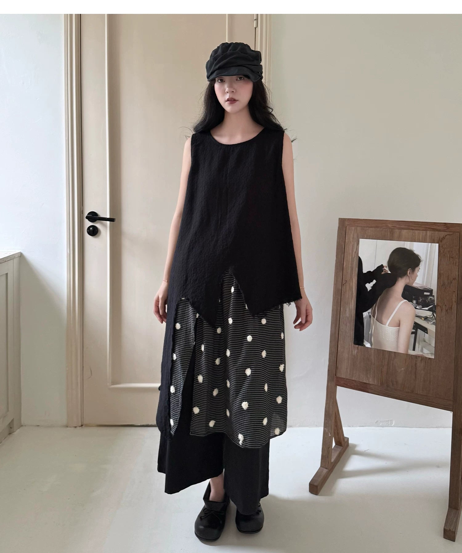 Frayed Asymmetric Linen-Cotton Longline Vest
