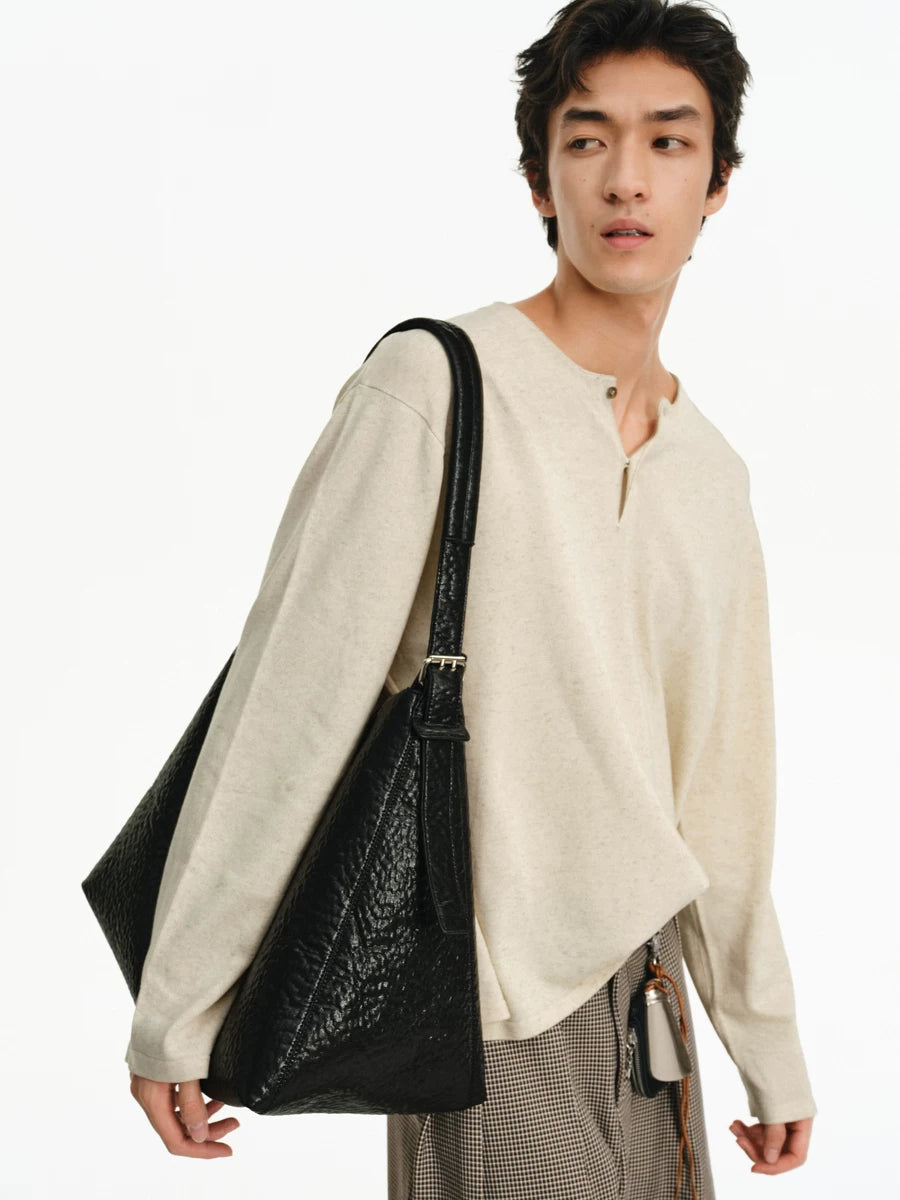 Textured Oversized Slouch Shoulder Bag