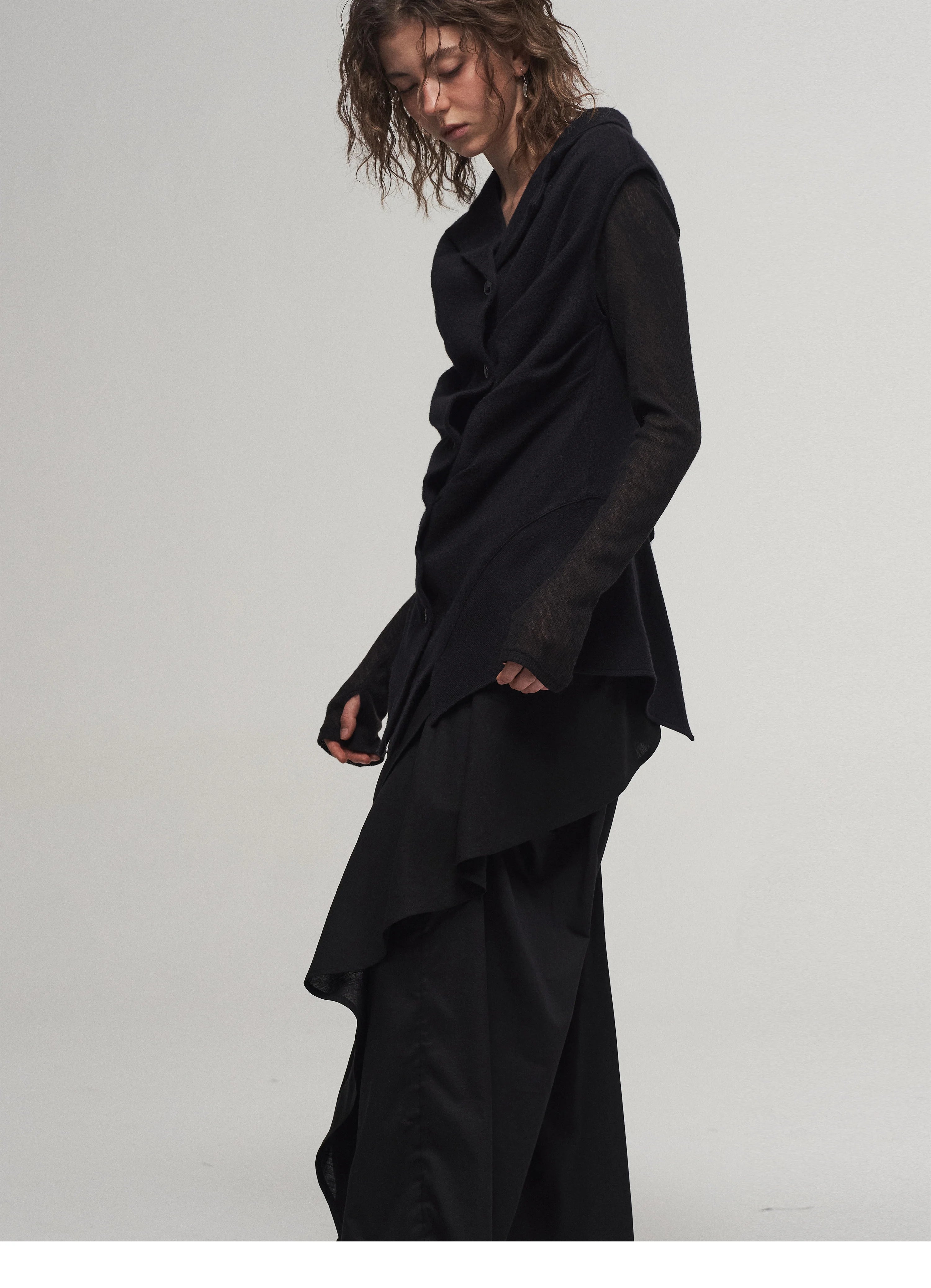 Layered Drape Maxi Skirt