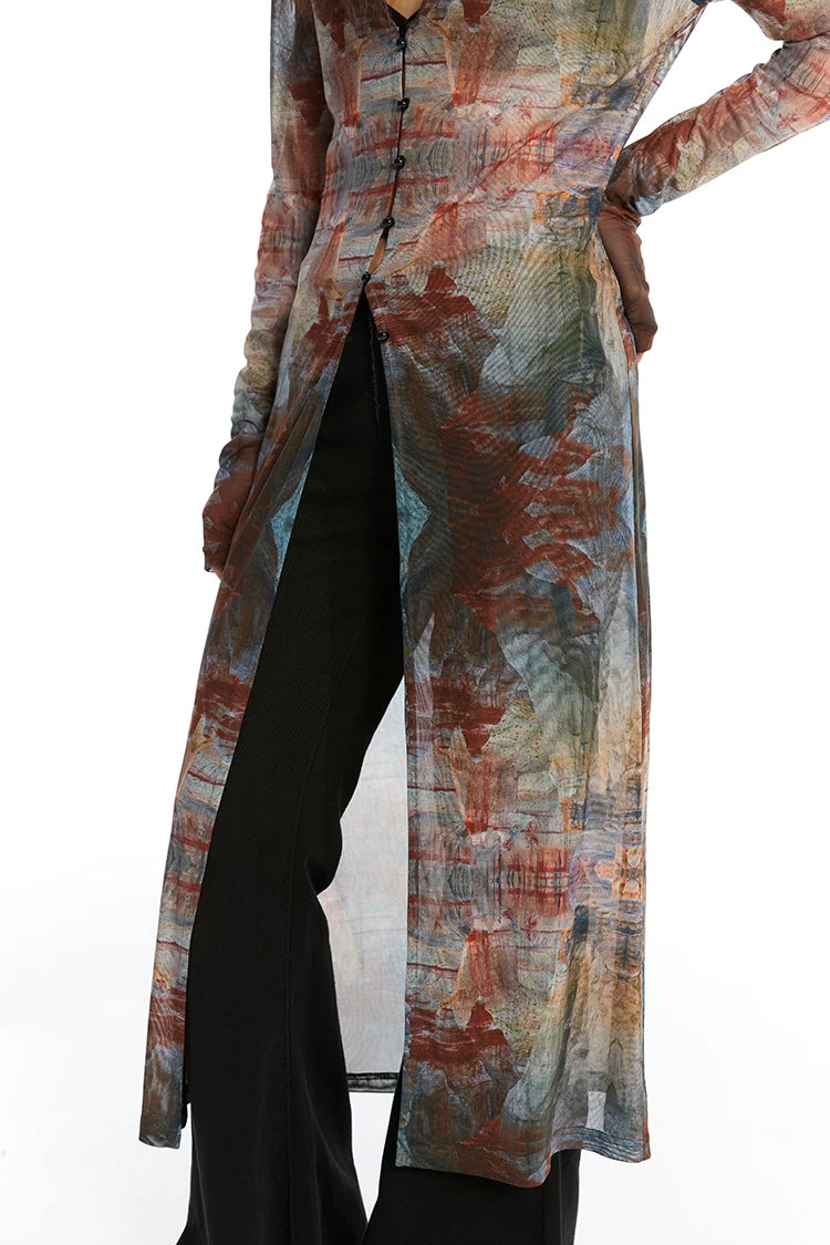 Veil Fresco Sheer Cardigan Dress