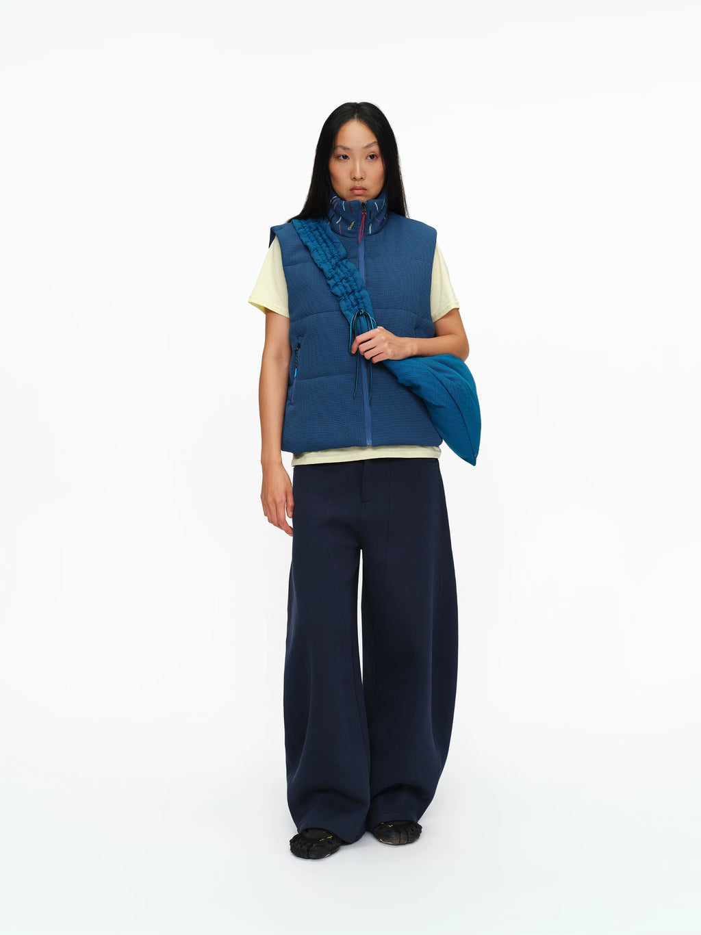 Scatter Stitch Waffle Vest in Prussian Blue