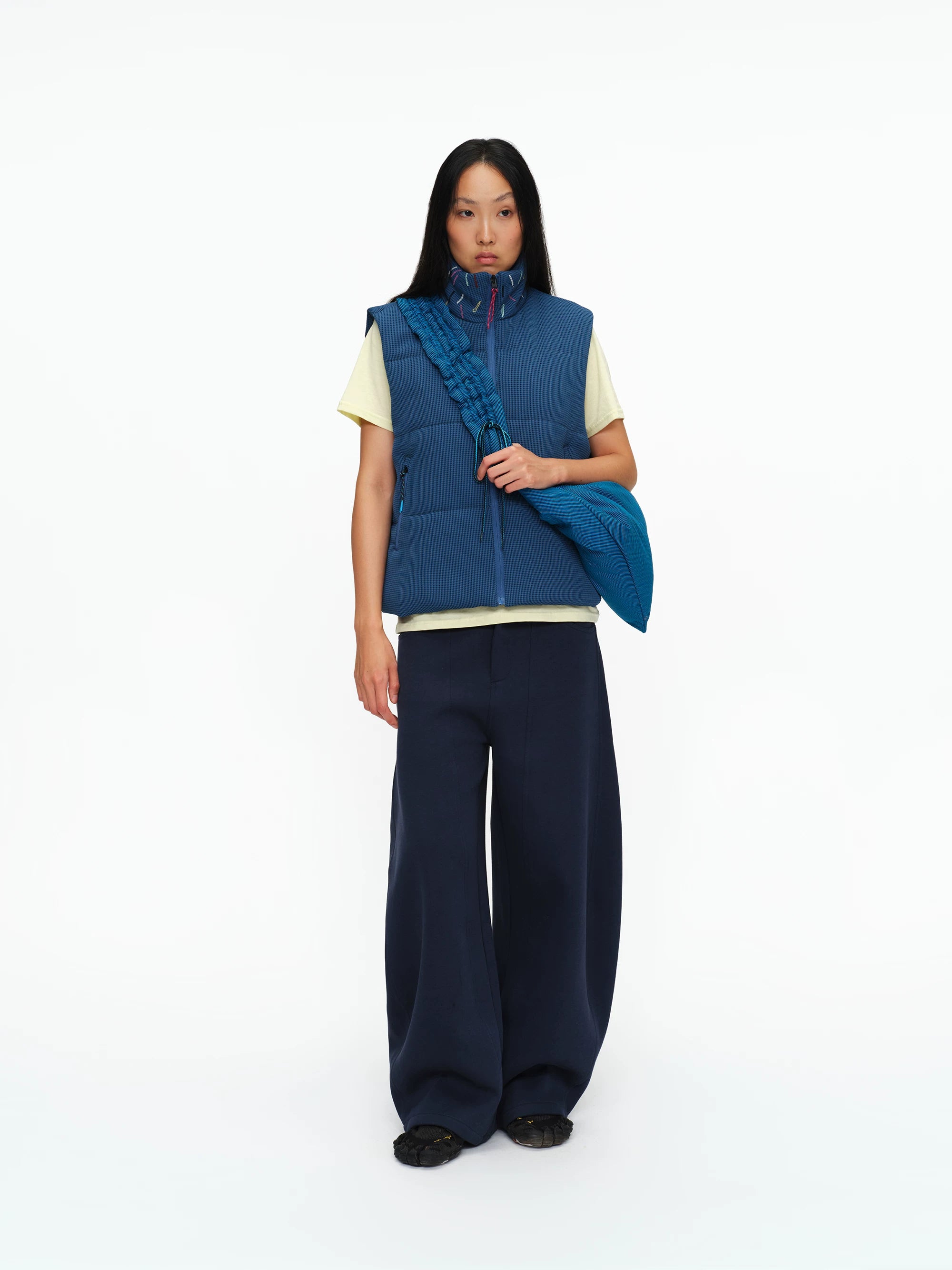 Scatter Stitch Waffle Vest in Prussian Blue