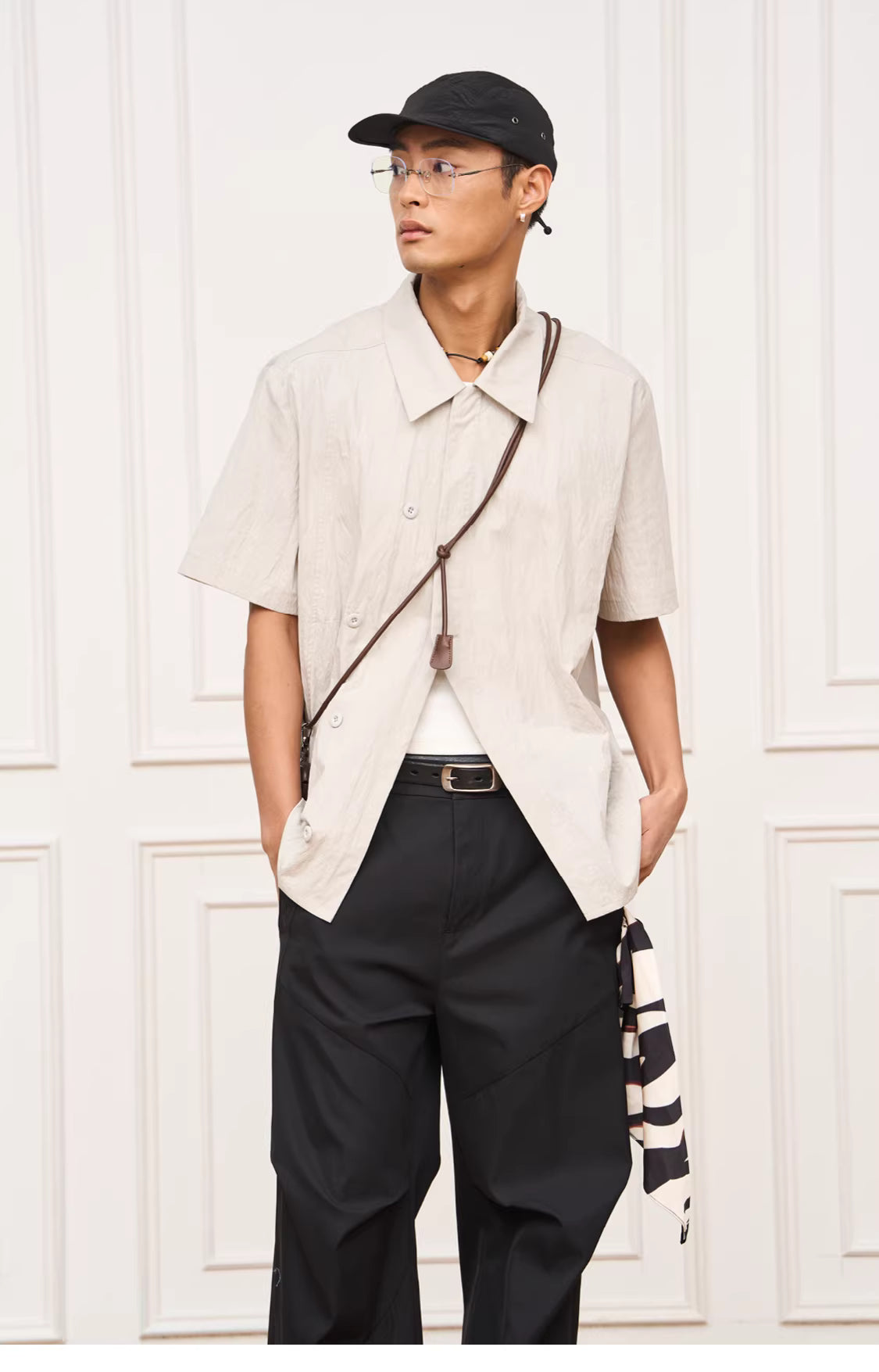 Technical Asymmetric Double-Breasted Shirt