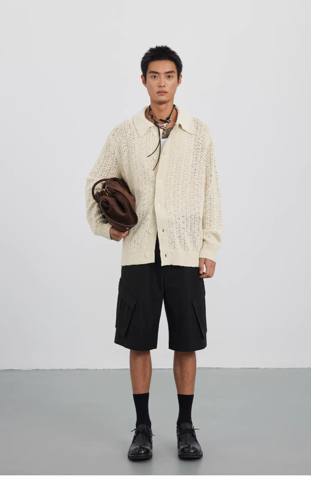 Raschel Matrix Knit Transitional Cardigan