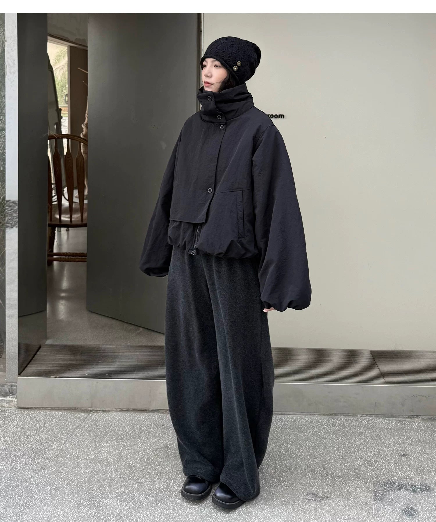 Vector Overlap Funnel-Neck Blouson
