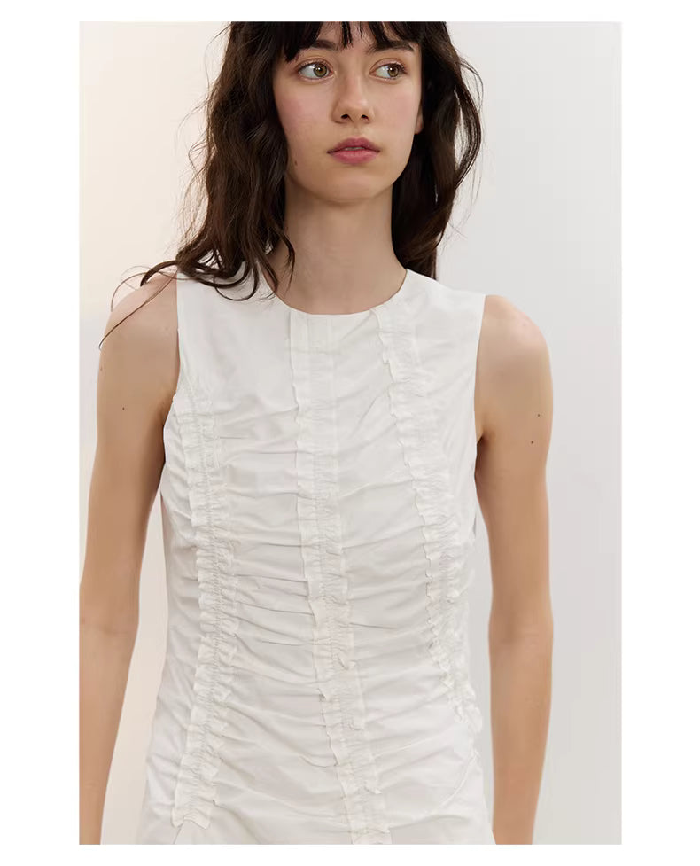 Arbour Ruched Column Dress in White or Black Ink