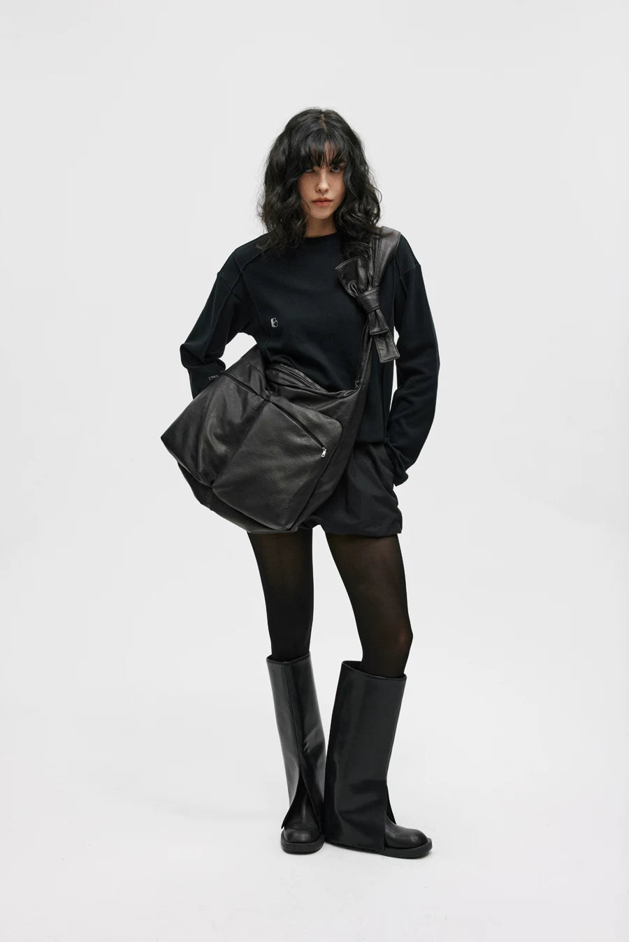 Bow Strap Slouch Messenger Bag