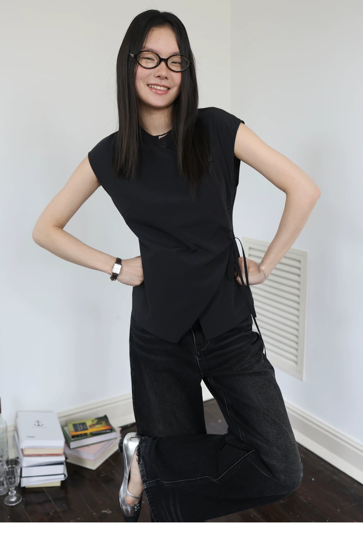 Asymmetric Wrap Sleeveless Top