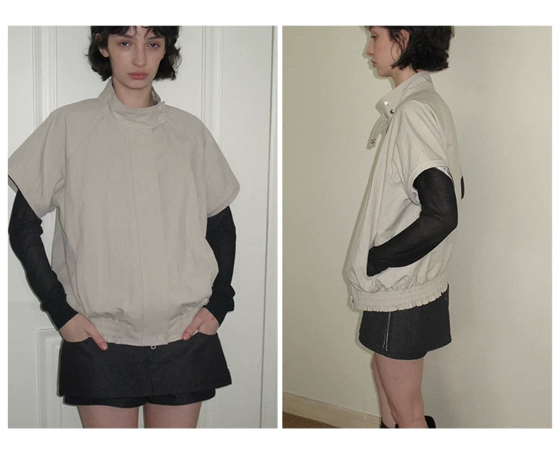 Detachable Sleeve Cropped Jacket