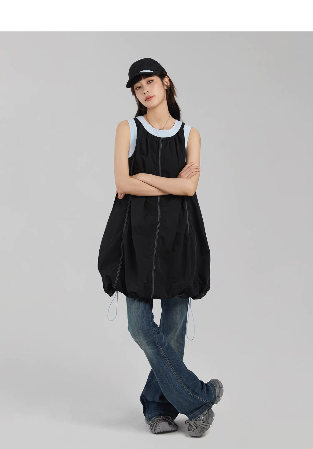 Technical Stitch Parachute Dress