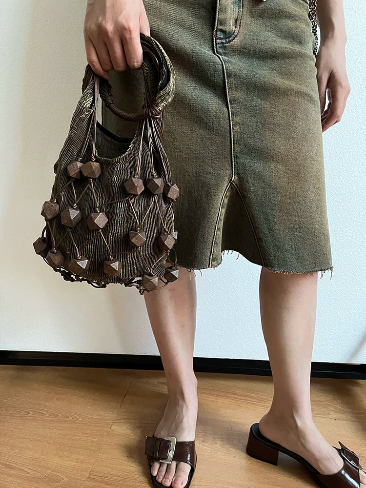 Cord Lattice Bead Bag
