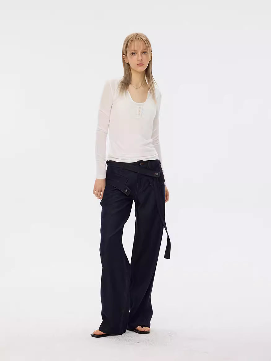 Asymmetric Wrap Jeans