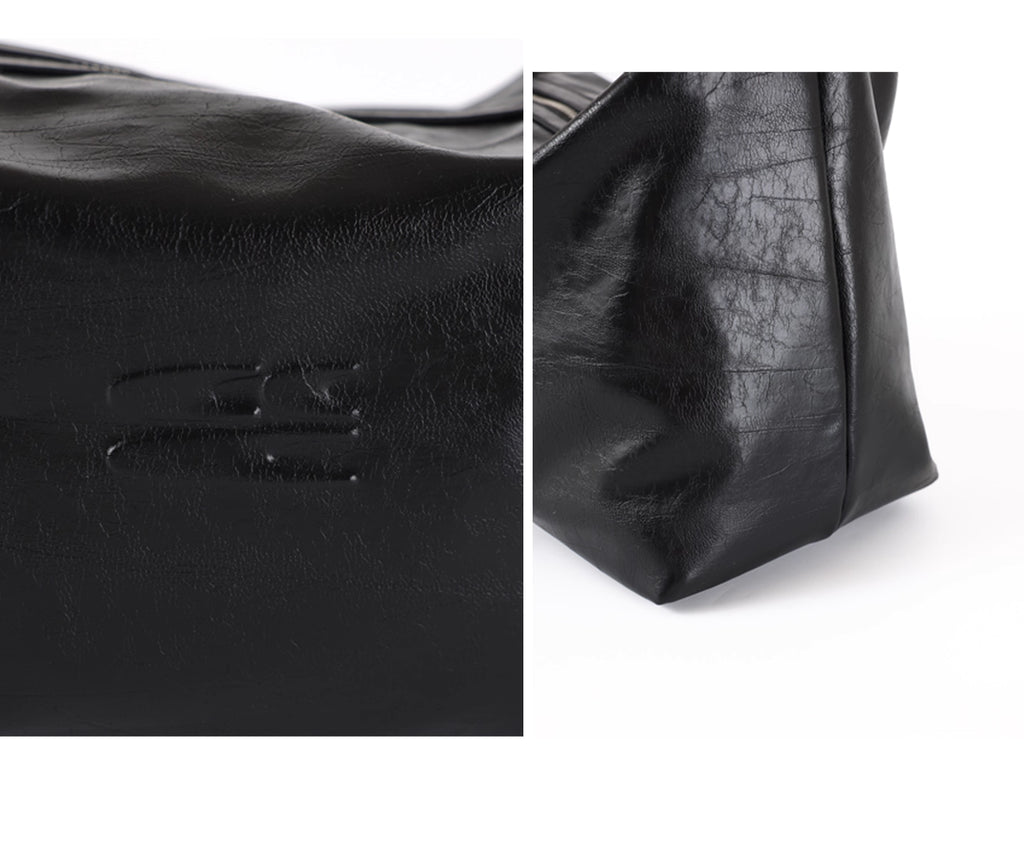 Black Leather Medium Crossbody Bag