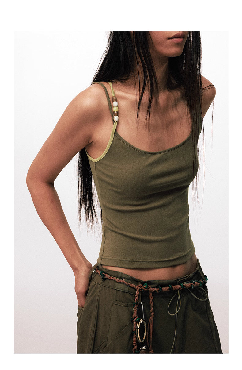 Asymmetric Halter Bead Top