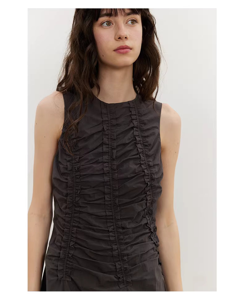 Arbour Ruched Column Dress in White or Black Ink