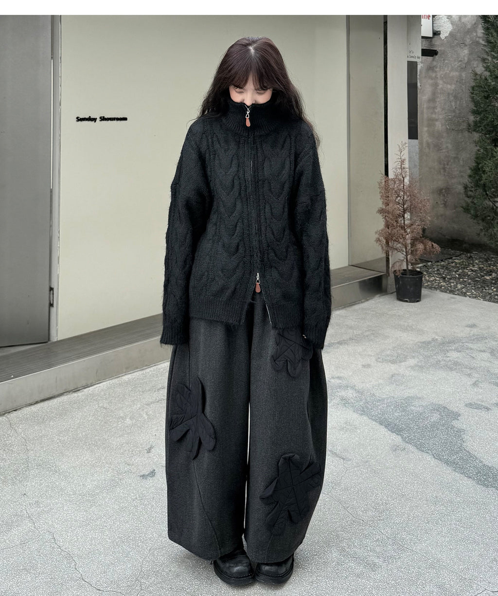 Quilted Flower Patch Balloon Leg Trousers