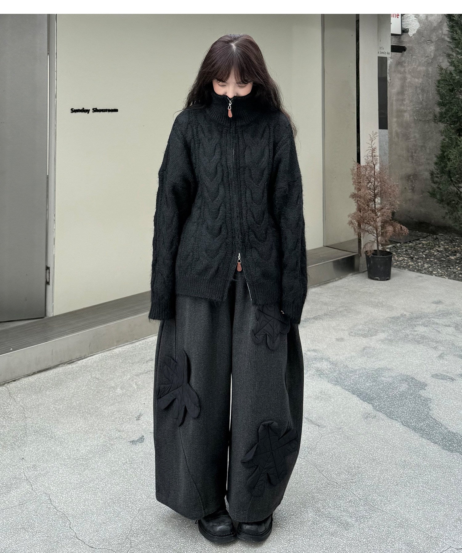 Quilted Flower Patch Balloon Leg Trousers