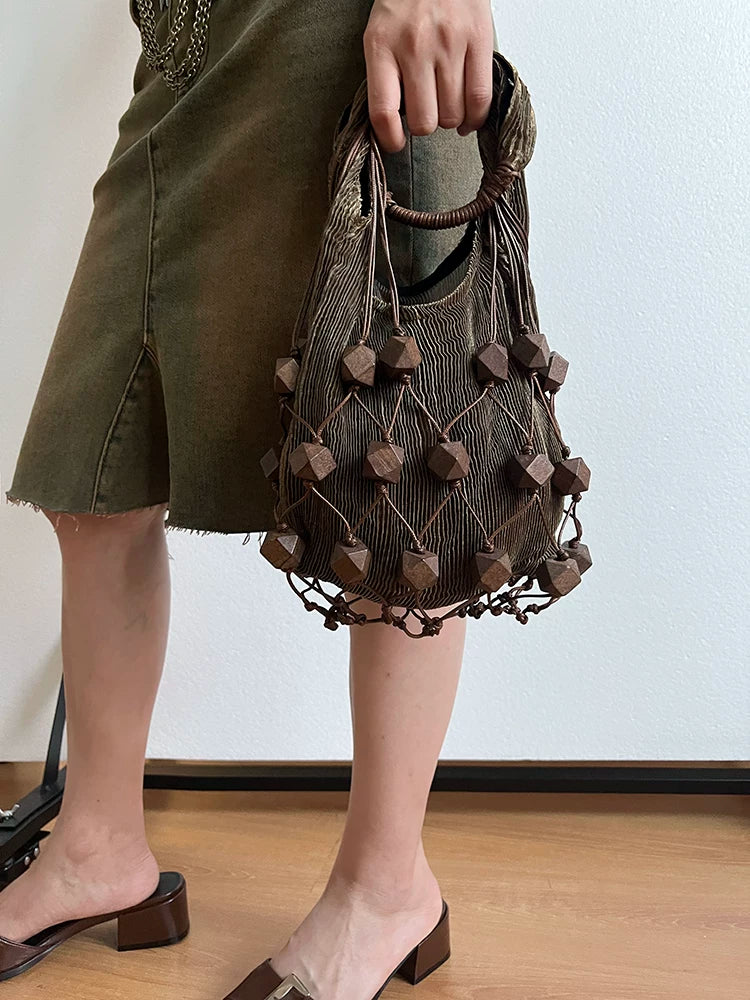 Cord Lattice Bead Bag