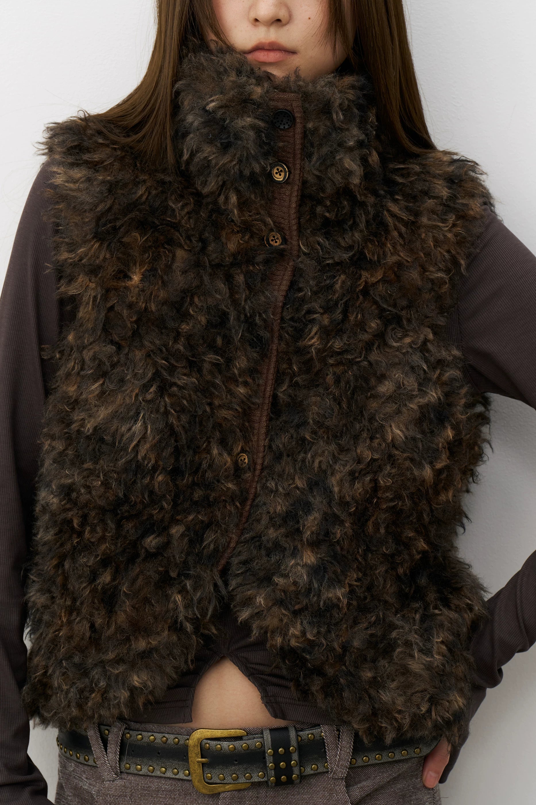 Mottled Faux Fur Vest