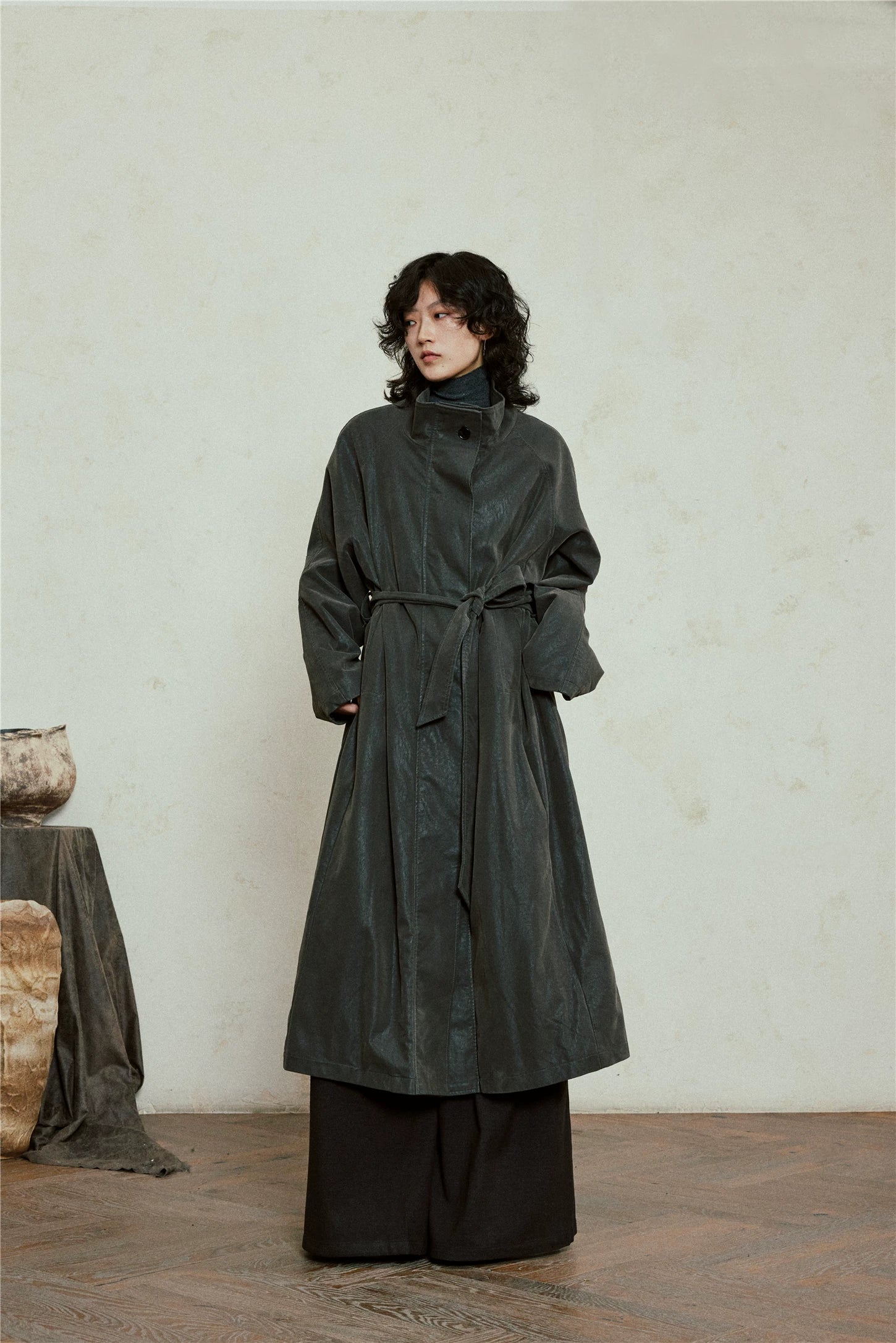 Nomad Matte Leather Trench Coat