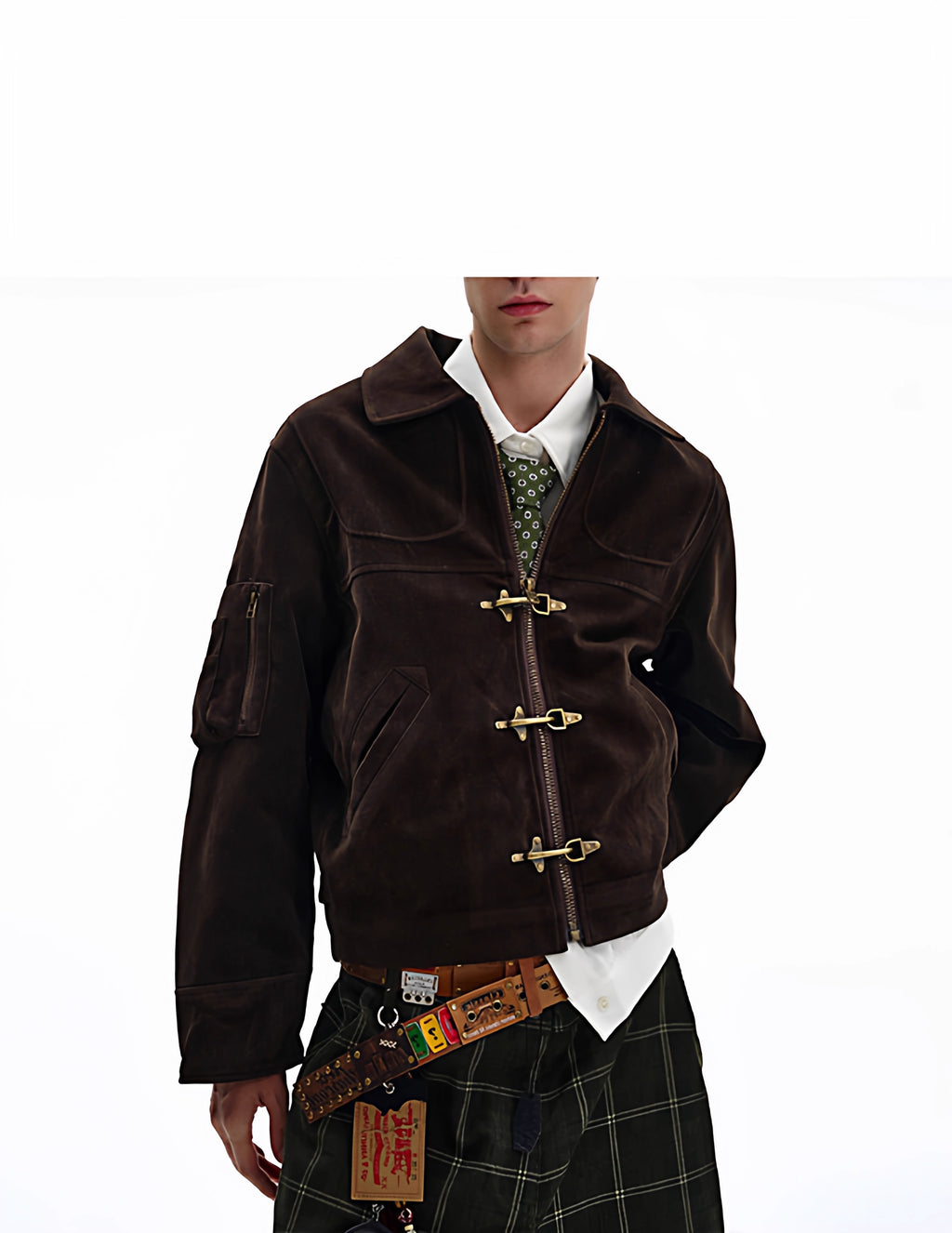 Croc-Clasp Suede Bomber