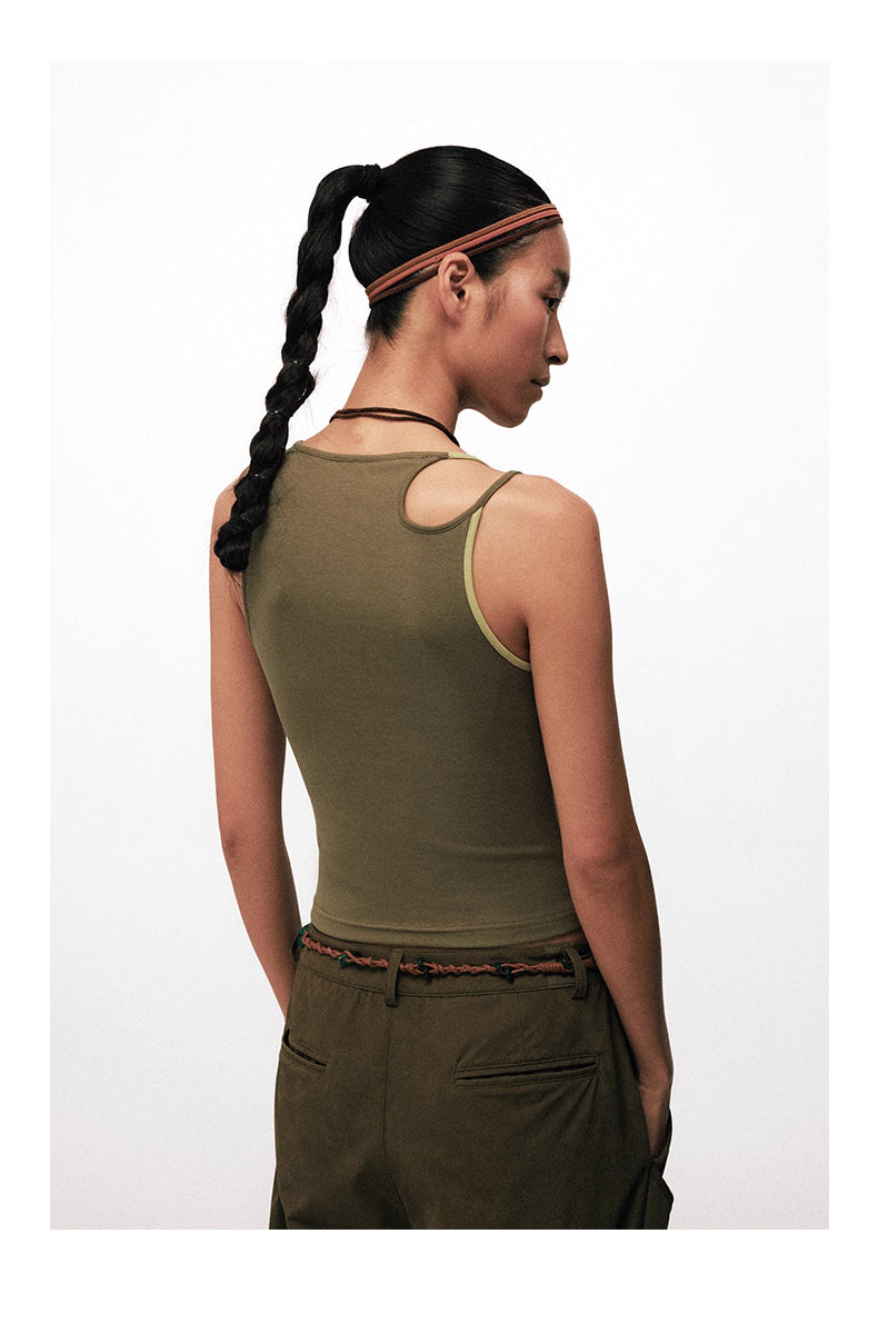 Asymmetric Halter Bead Top