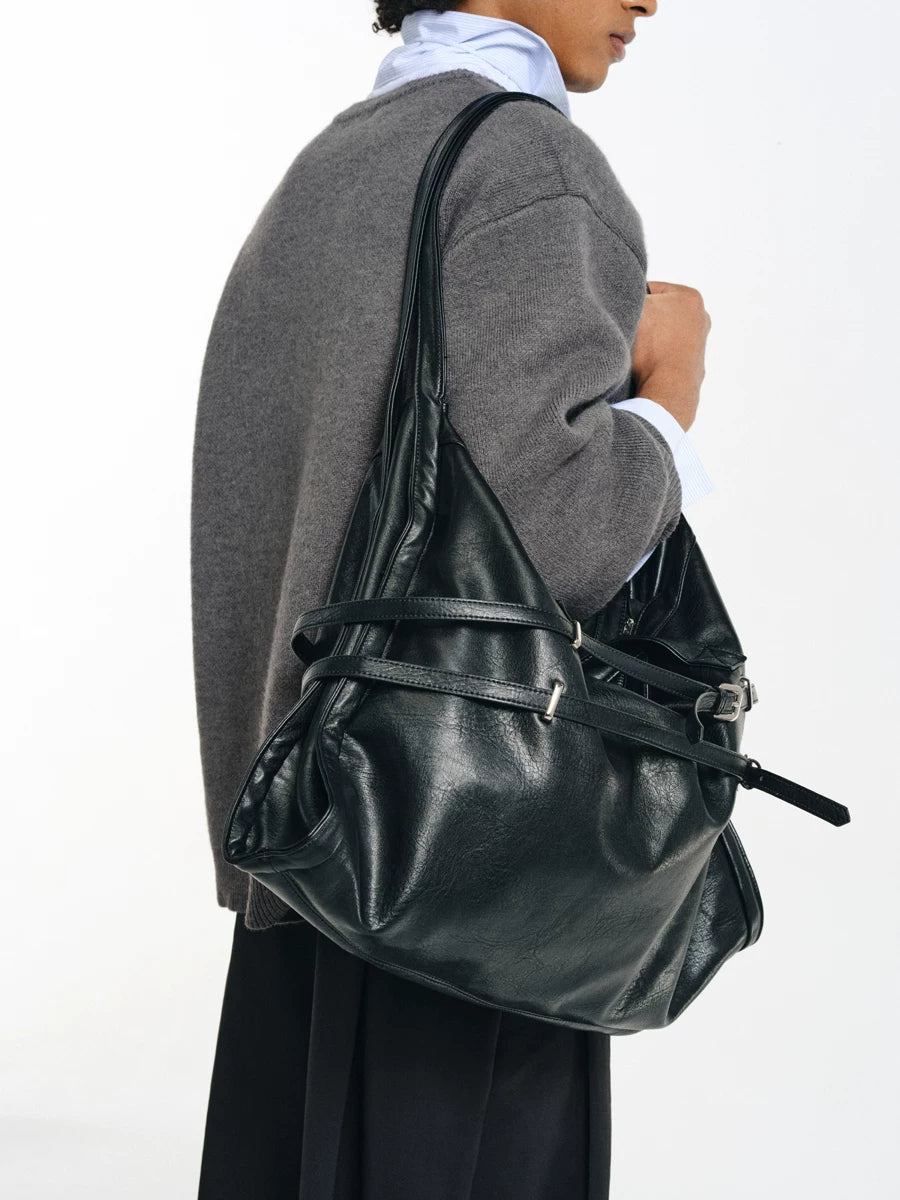 Strapped Buckle Soft-Structure Shoulder Bag