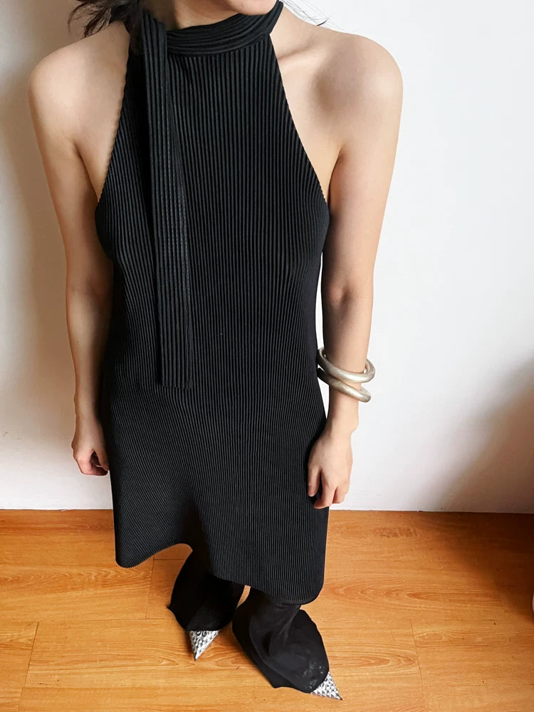 Nocturne Pleat Halter Dress