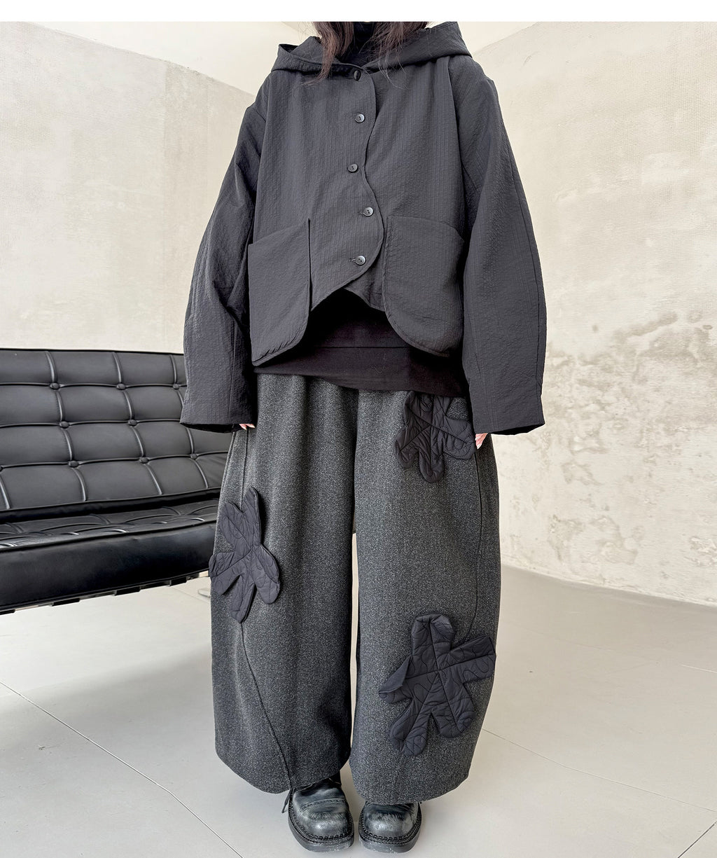 Quilted Flower Patch Balloon Leg Trousers