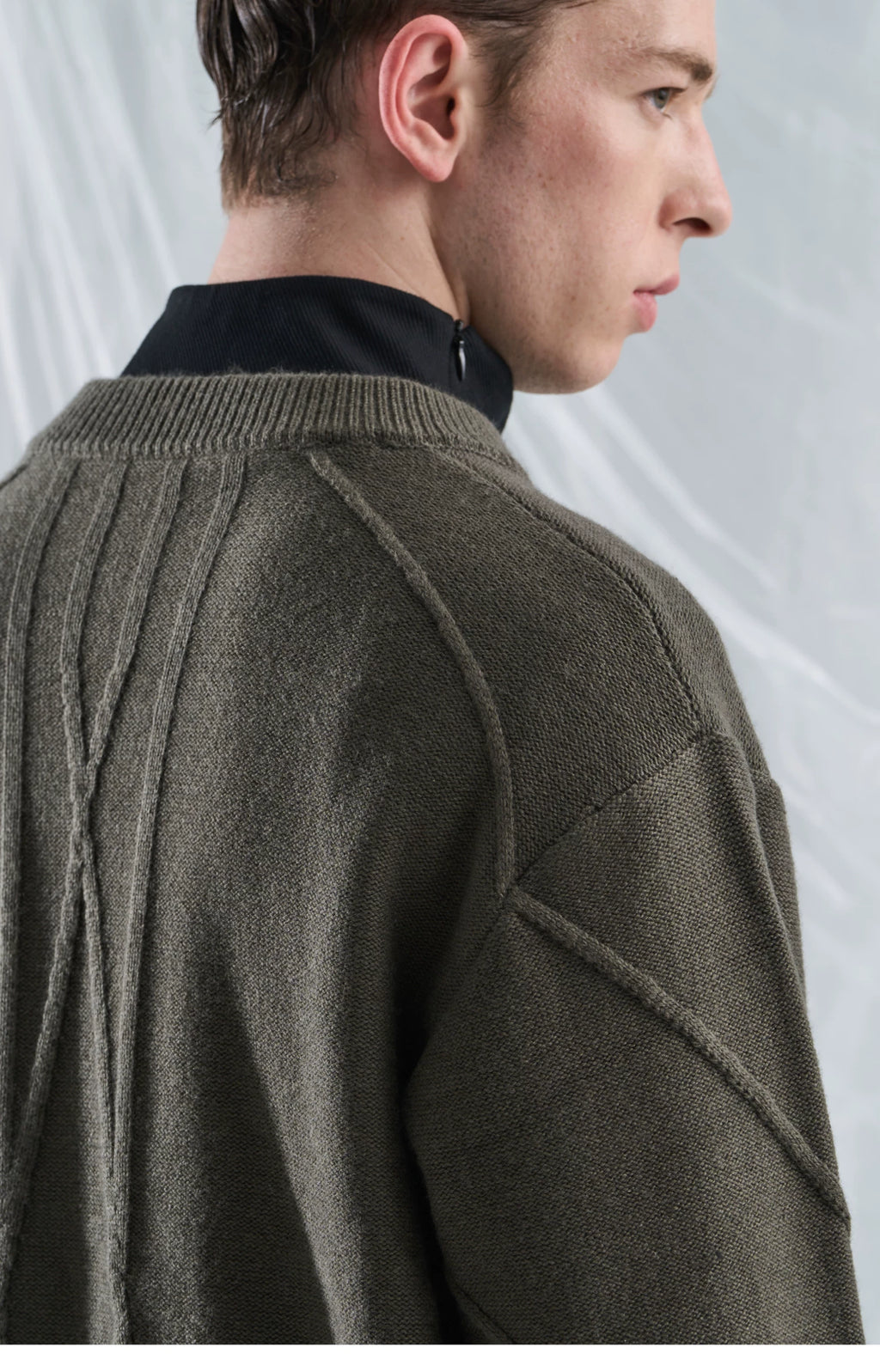 Gridline Wool Blend Knit
