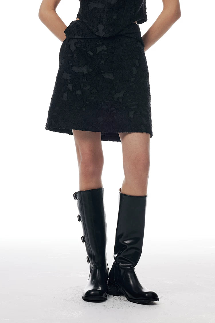 Lace Jacquard Corset & Mini Skirt Set