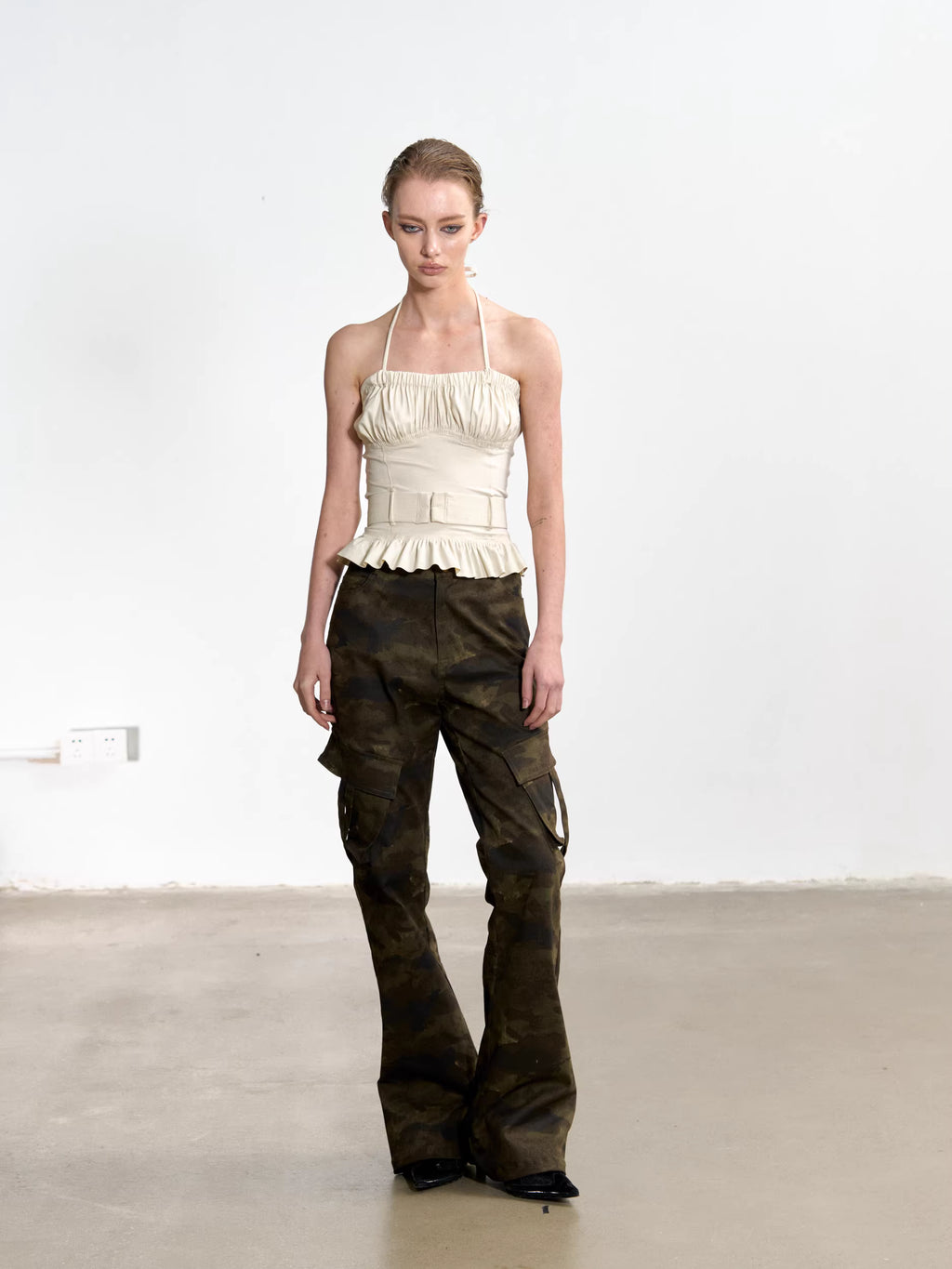 Gathered Corset Halter-Neck Top