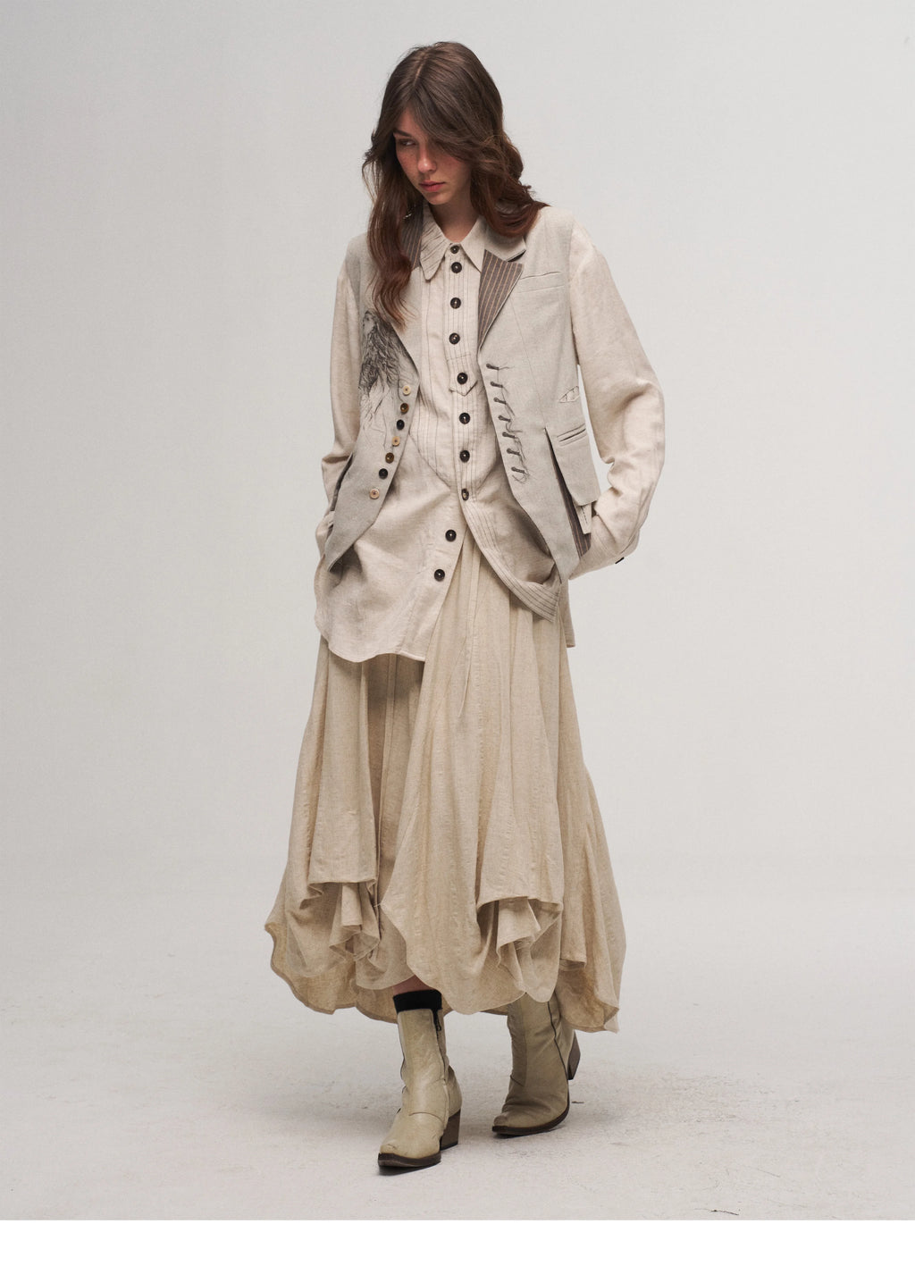 Dune Cascade Linen Skirt