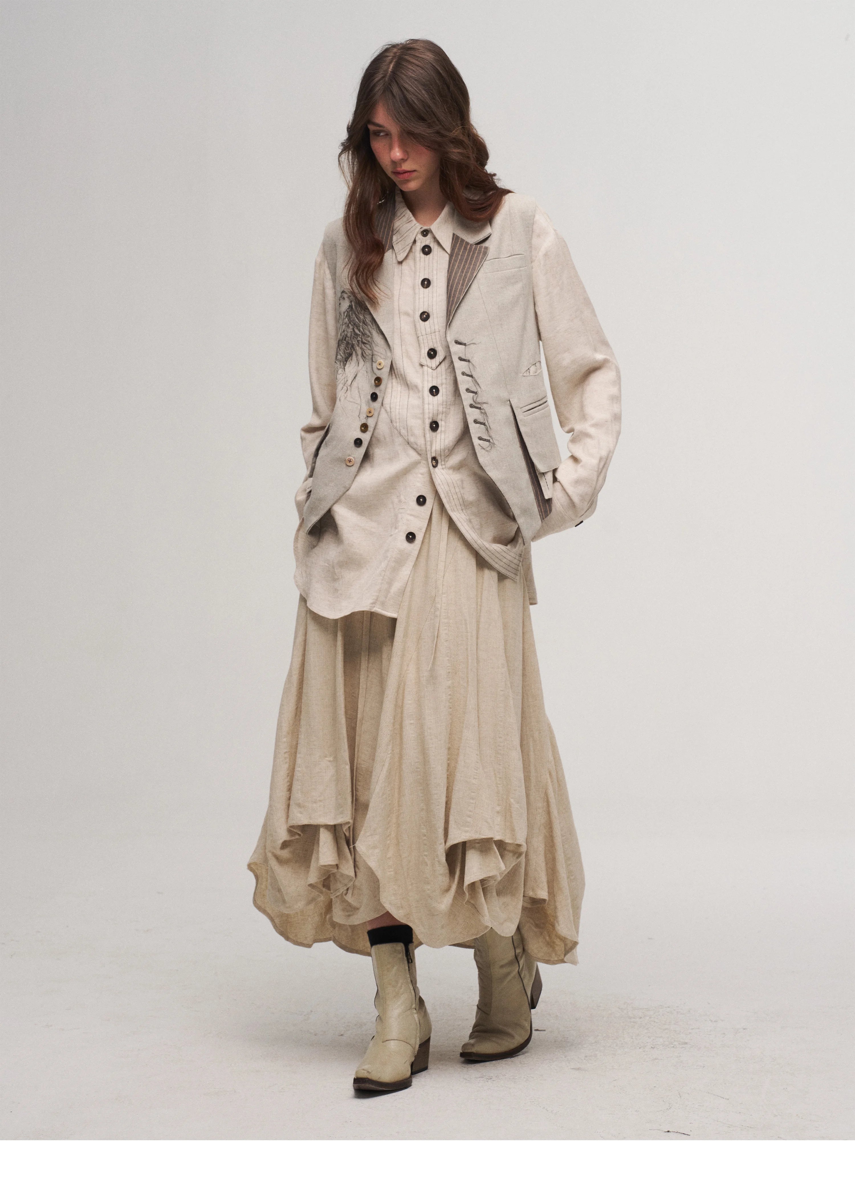 Dune Cascade Linen Skirt