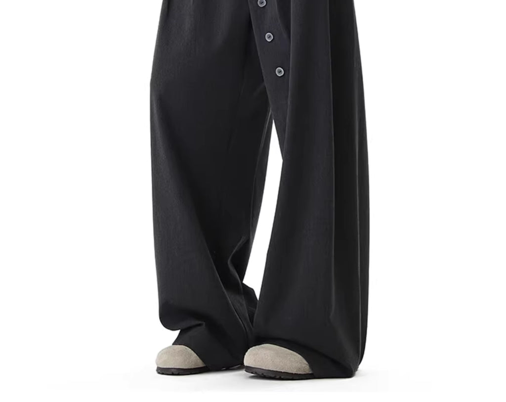 Button Detail Pants in Dark Grey