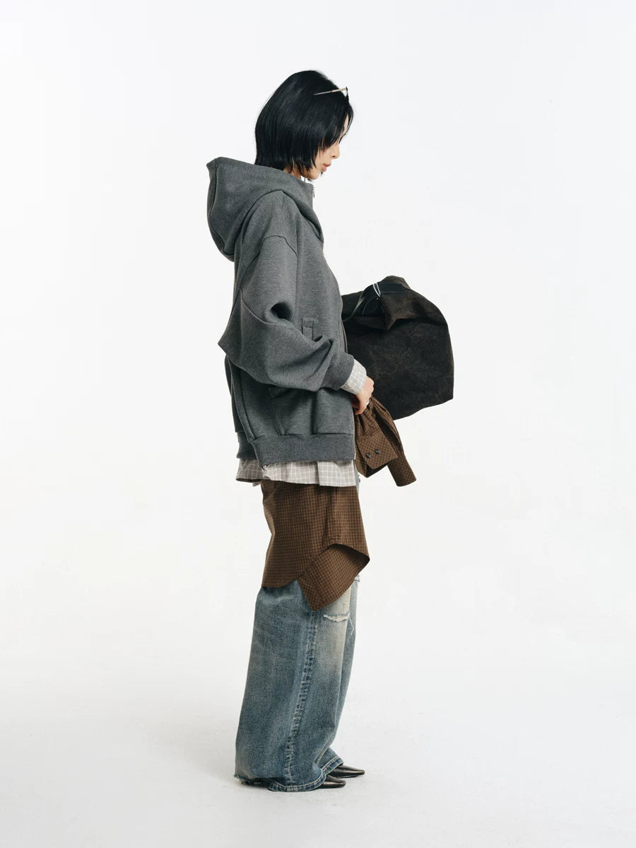 Detachable Plaid Layer Hoodie