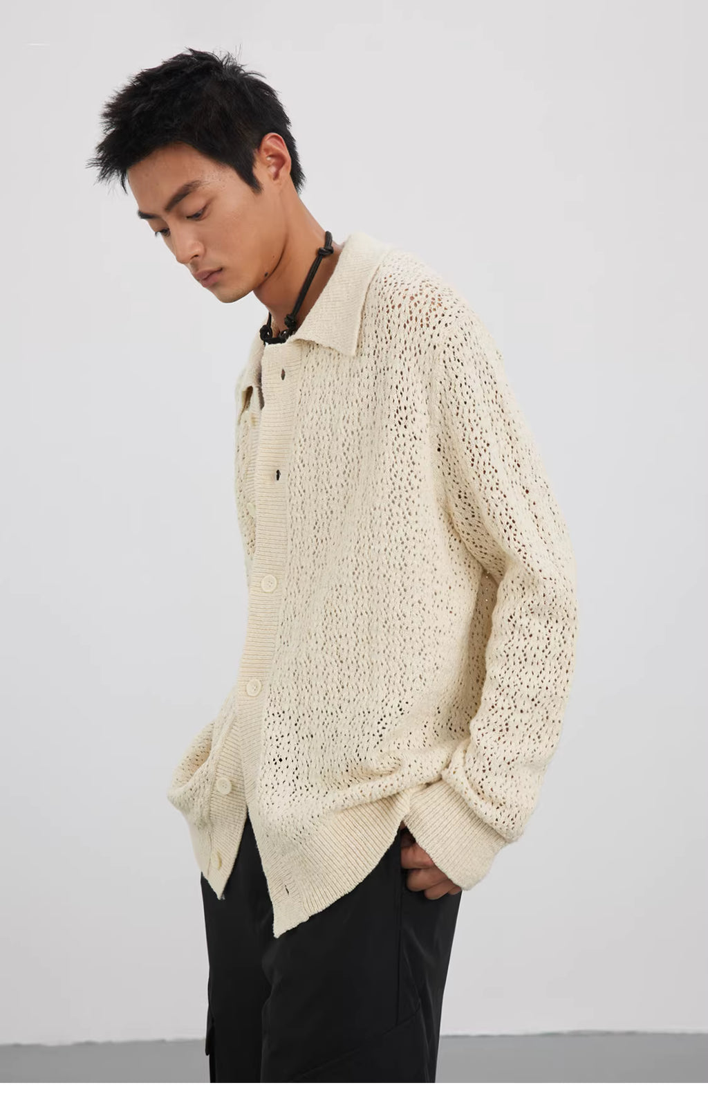 Raschel Matrix Knit Transitional Cardigan