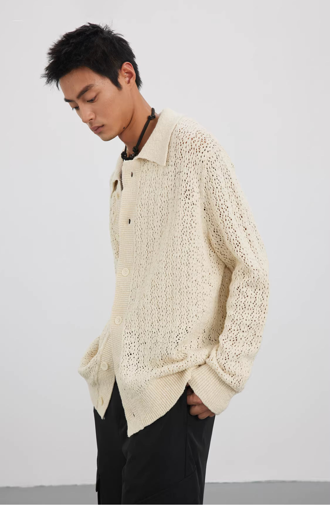 Raschel Matrix Knit Transitional Cardigan