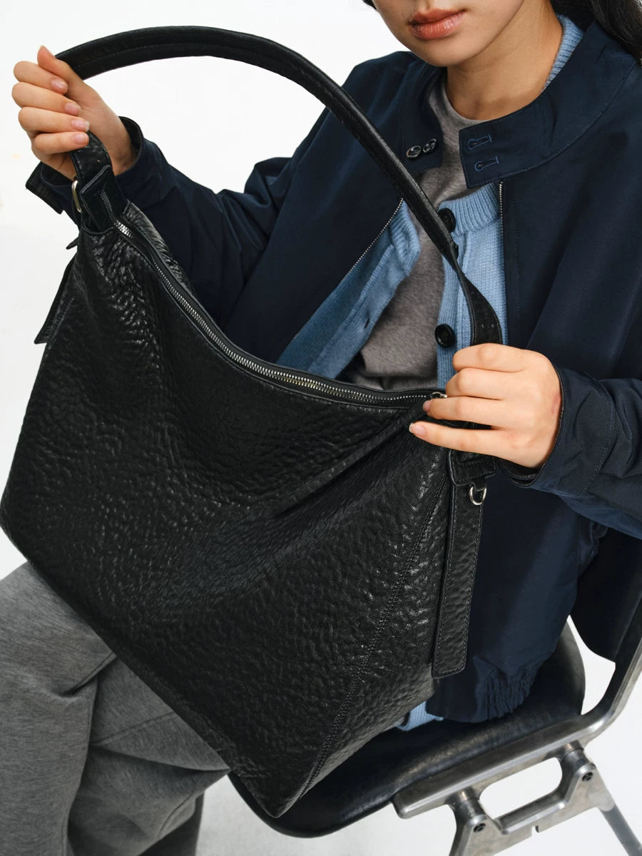 Textured Oversized Slouch Shoulder Bag