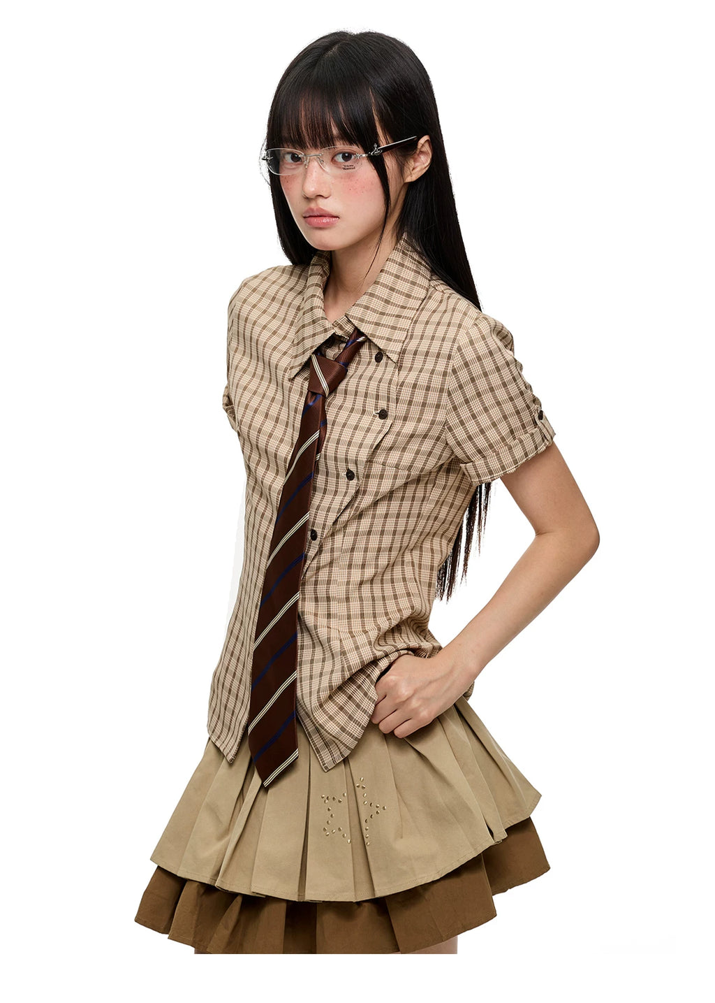 Asymmetric Check Tailored Shirt