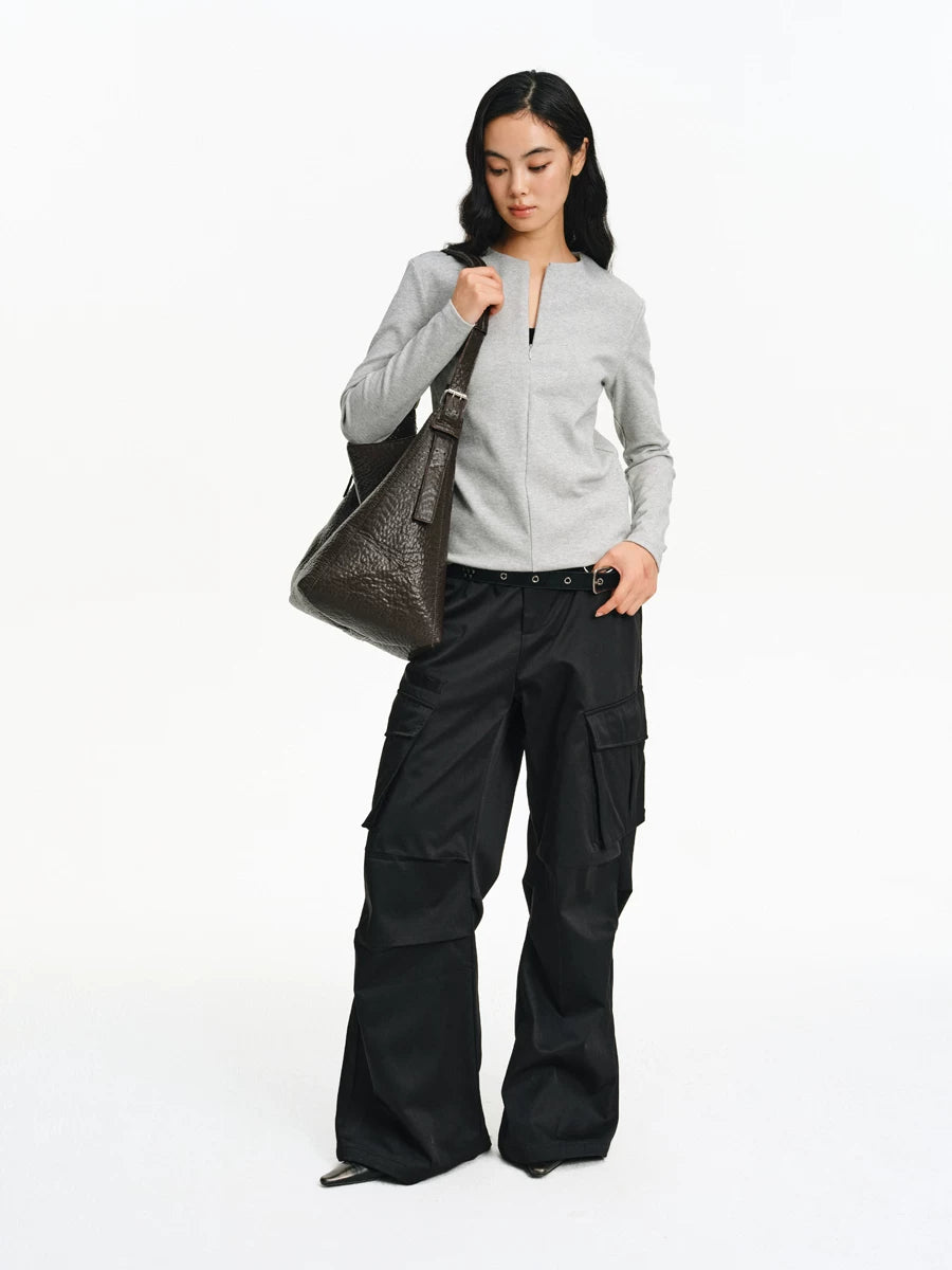 Textured Oversized Slouch Shoulder Bag