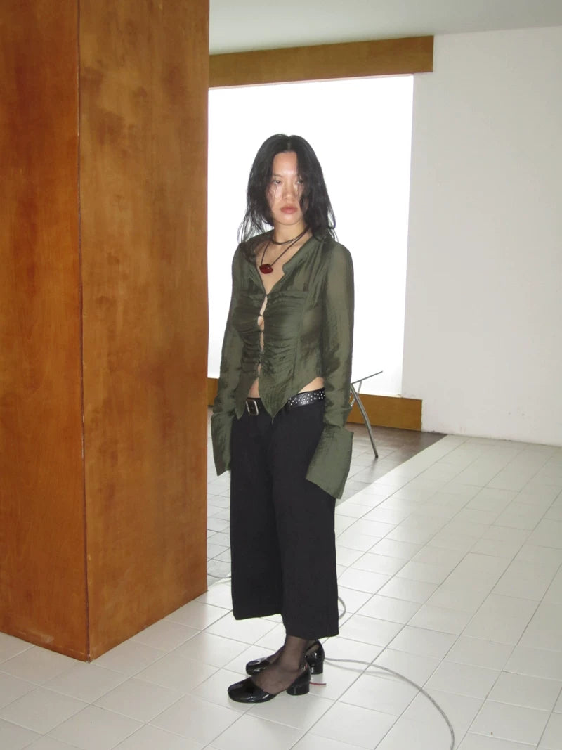 Ring-Link Sheer Blouse