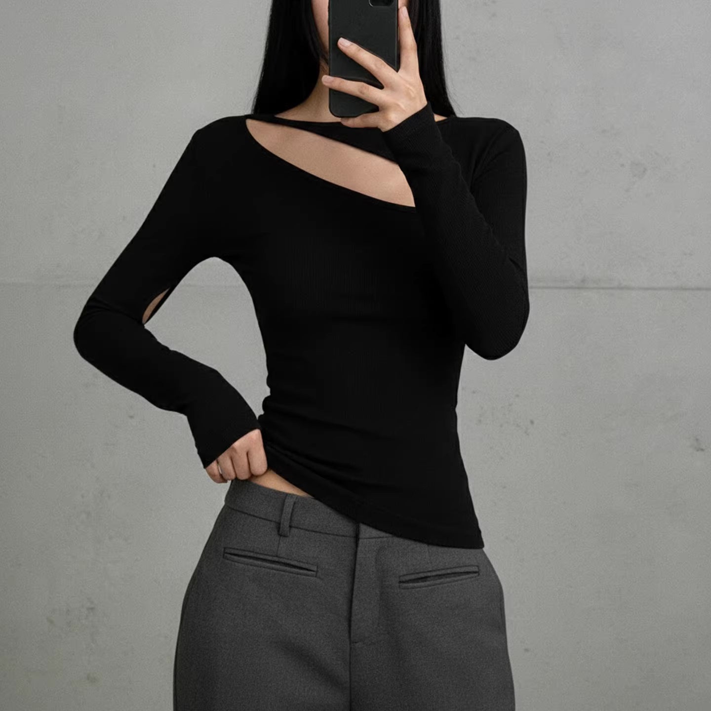 Hollow Cut-out Knit Top