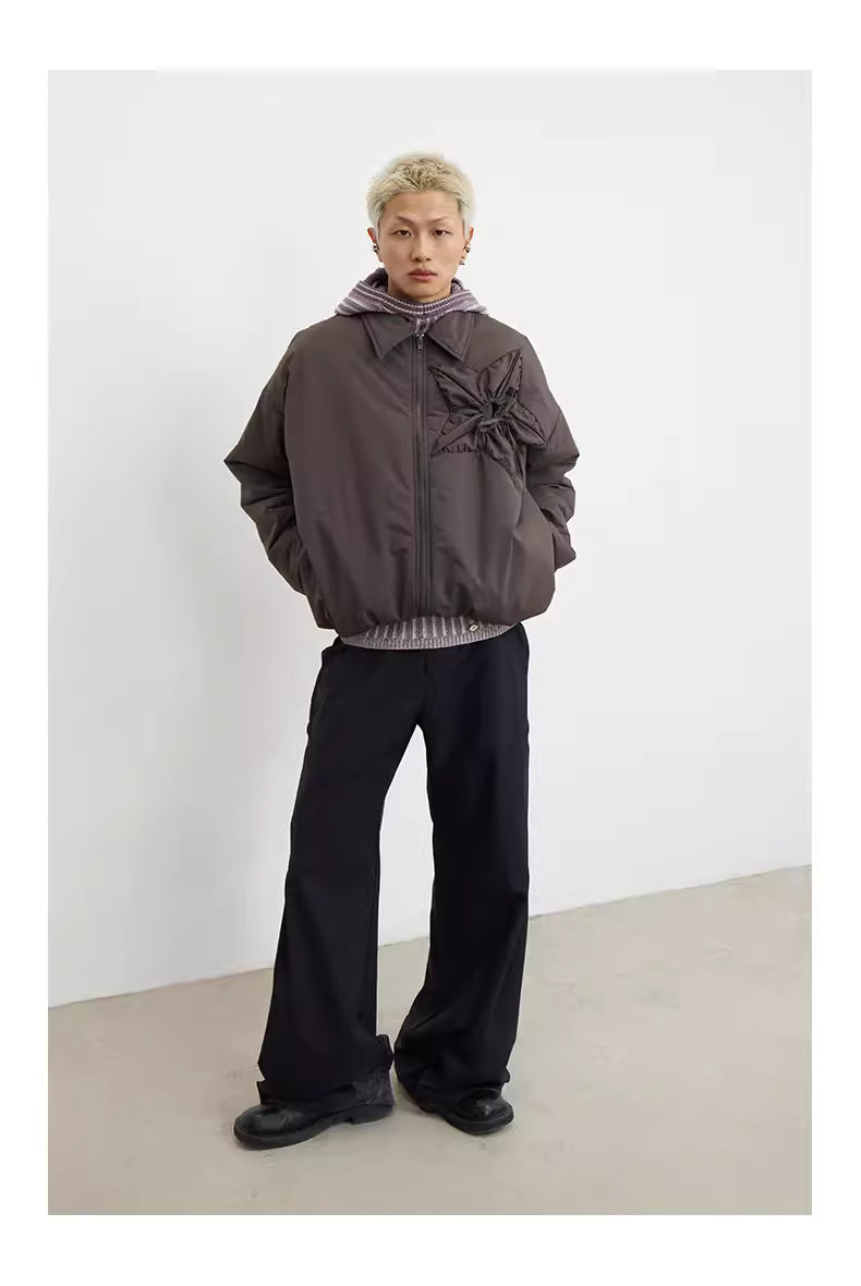 Floral Sunburst Ruched Padded Jacket