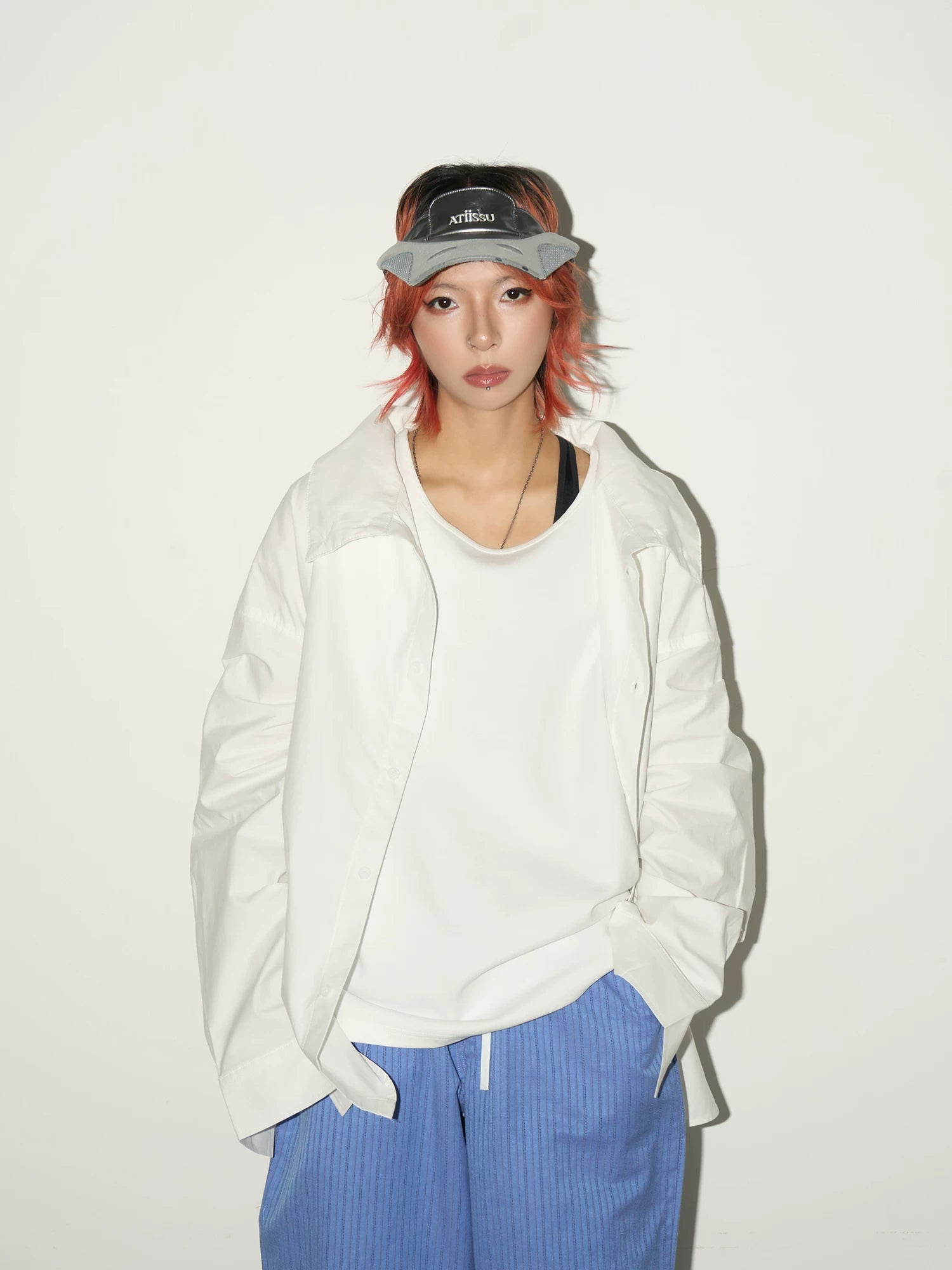 Stand Collar Oversized Shirt