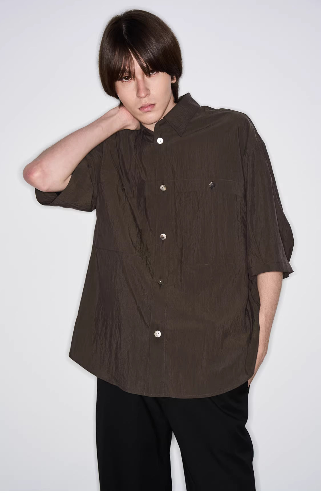 Fluid State Lapel Collar Button-Up Shirt