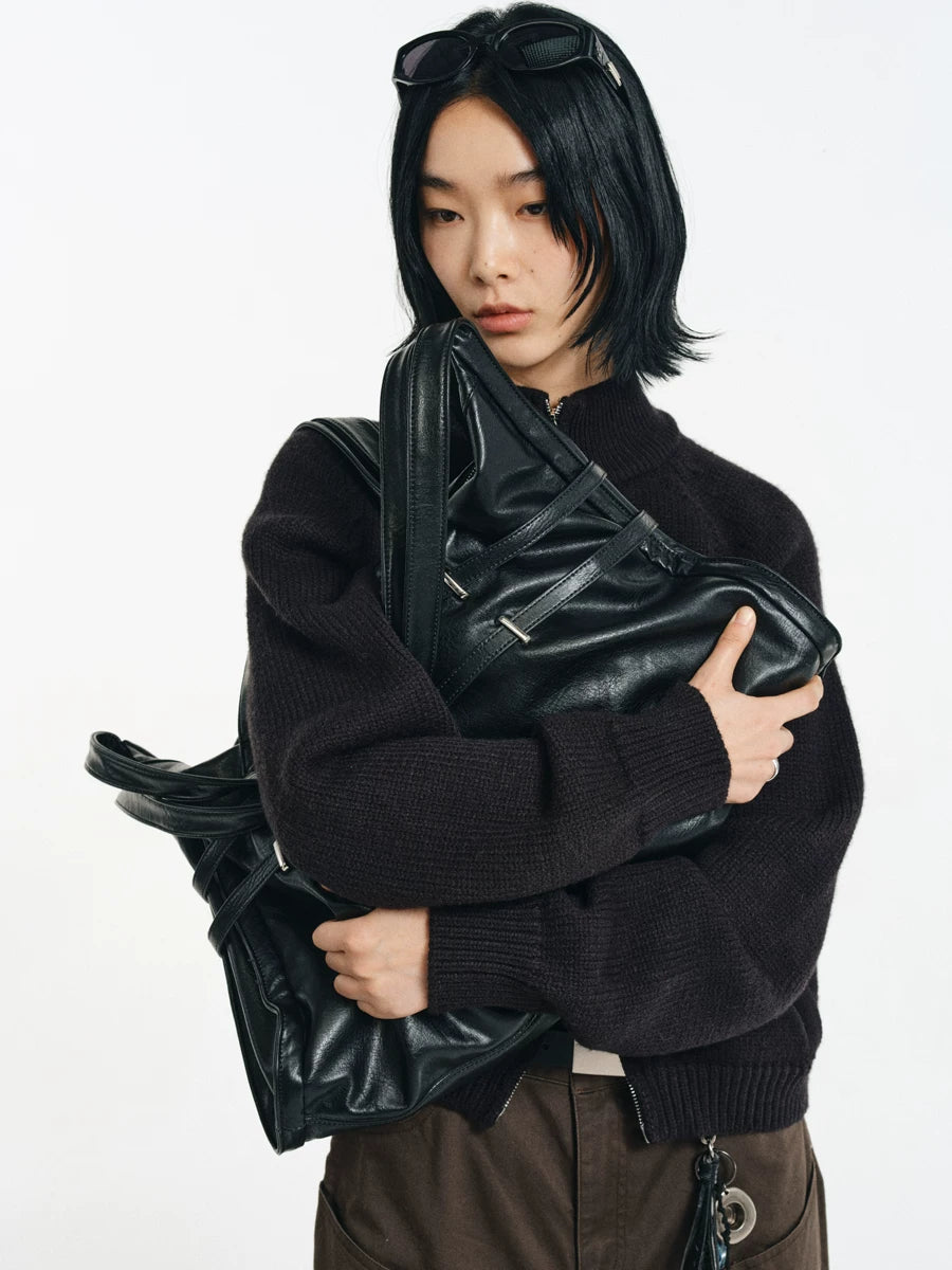 Strapped Buckle Soft-Structure Shoulder Bag