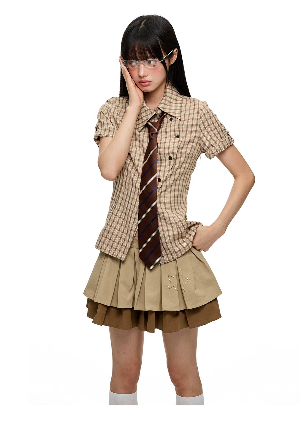 Asymmetric Check Tailored Shirt