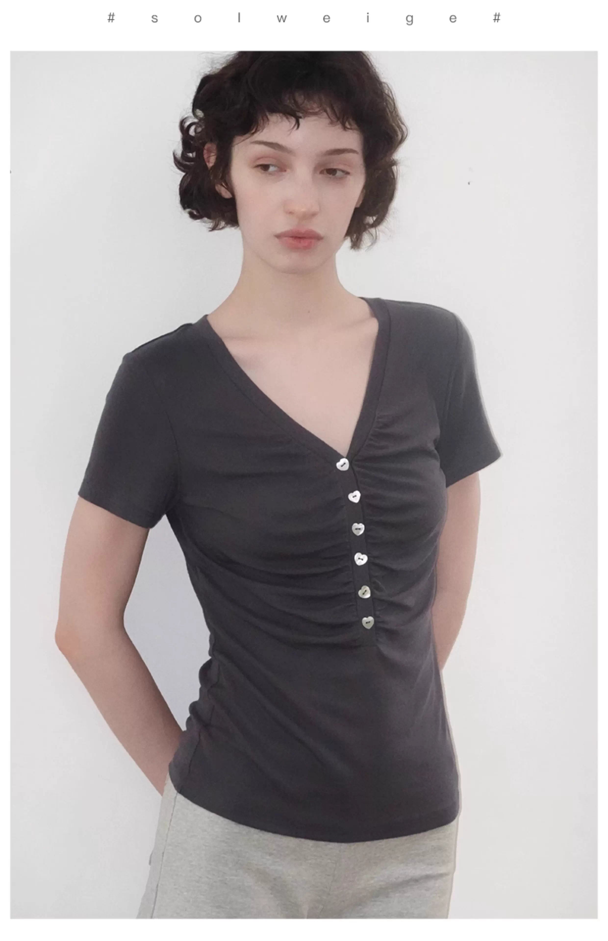 Heirloom Heart Bodice Wool-Blend Knit in Grey or Charcoal