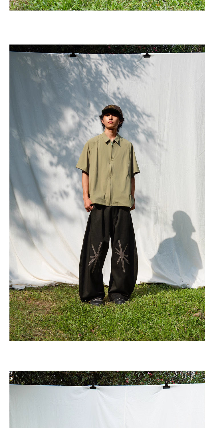 Star Embroidered Curved Blade Pants